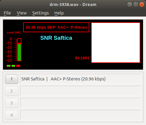 Le logiciel Dream décodant le signal de RRI de l&#39;émetteur de Saftica